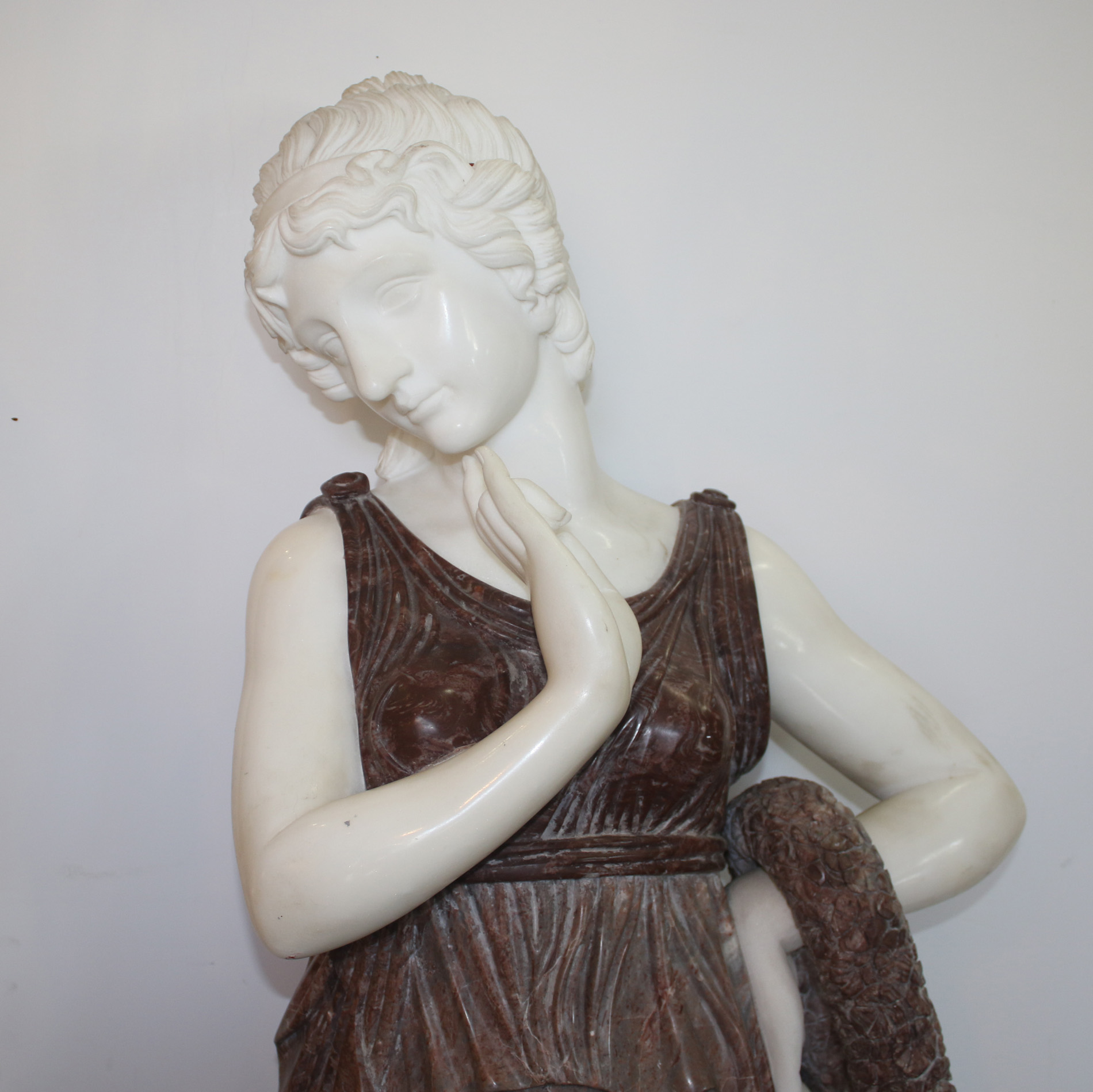 Marble Statue of Lady Carved by Hand Modernism